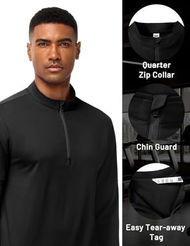MIER Golf Quarter Zip Pullover for Men Dry Fit Long Sleeve Fleece Lined T-Shirts for Running Athletic Workout Gym, Midweight3
