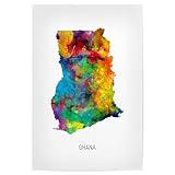 artboxONE Poster 120x80 cm Kartografie Ghana Watercolor Map 