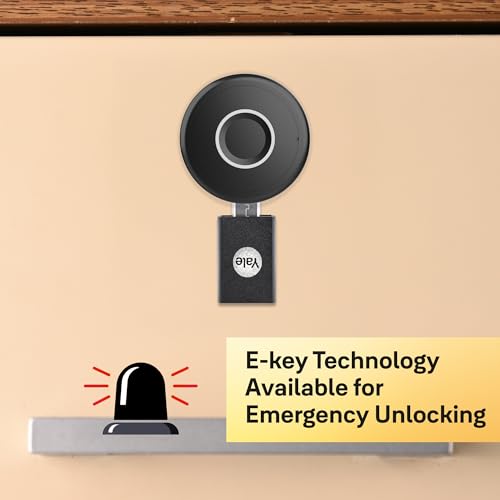 Image of Yale YLDRPSL BL Biometric Wardrobe Lock| Fingerprint Smart Cabinet Lock with Auto Lock |USB Emergency Access| 20 User Memory, Zinc Alloy, for Wardrobe /Drawer (Black)