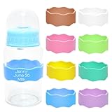 8 Piece Reusable Silicone Water Name Tag, Writable Anti-Slip Bottle Labels Daycare, Fits 7-9' Circumference for Kids Baby Bottles, Dishwasher Safe (8 Colors)