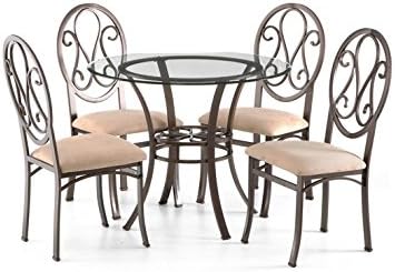 Lucianna Beautiful Round Modern Dining Table Set with 4 Upholstered Chairs