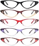 KoKoBin Lunettes de lecture des yeux Cat pour femmes 5 Pairs Spring Hinge Mode lecteurs Anti Blue Light Computer
