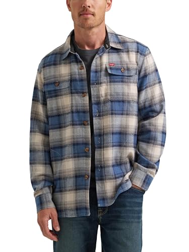 Wrangler Authentics Men's Long Sleeve Flannel Shirt Jacket, Bering Sea Plaid, S