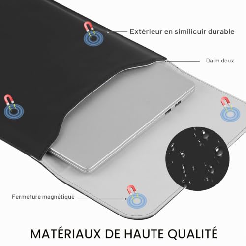 HoYiXi Housse pour Ordinateur Portable 17,3'' Support Réglable à Fermeture Magnétique Compatible HP Essential 17/HP Pavilion Envy 17/for 17''-17,3'' LG Gram/ASUS/ROG Strix/Acer Laptop Sleeve,Noir – vue 4
