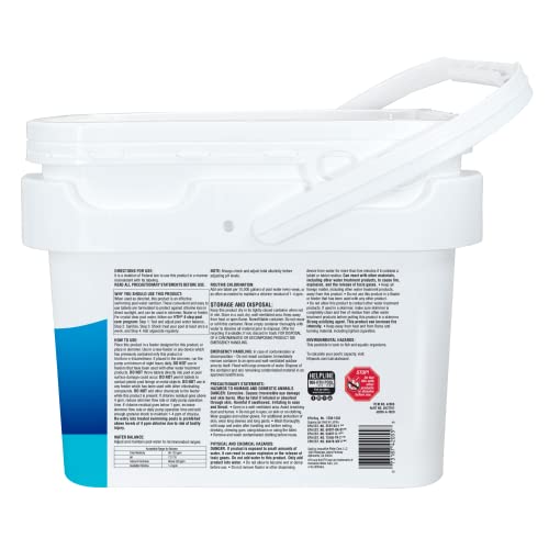 Image of HTH 42055 Pool Care 3 inch Chlorine Tabs Advanced, Swimming Pool Sanitizer with Clarifier & Algaecide - Destroys Bacteria & Algae, Delivers Crystal Clear Water All Season, Slow Dissolving, 25 lbs