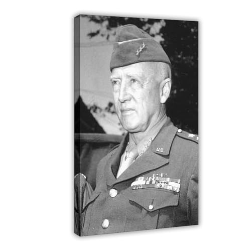 Impression sur toile General George S Patton cadre noir et blanc déco murale 20x30