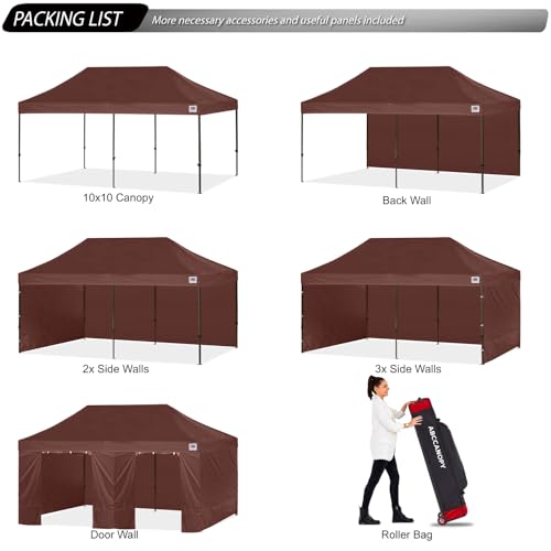 Image of ABCCANOPY Heavy Duty Easy Pop up Canopy Tent with Sidewalls 10x20, Brown