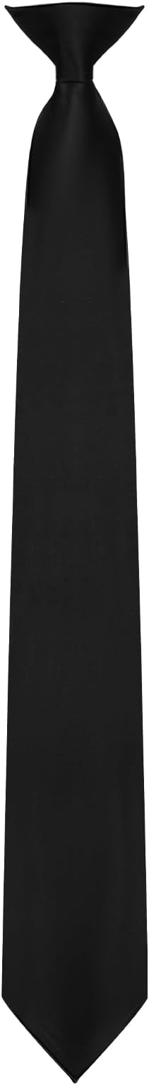 Sucrain Clip on Ties for Men Premium Black Tie Pretied Necktie 20 Inches for Wedding Office Graduation School Uniforms