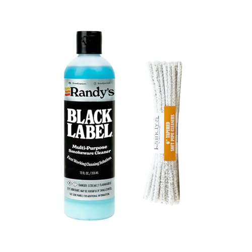 Randys Black Label Cleaner with 24 Soft Tapered Cleaners All-in-One Cleaning Kit for Glassware Glasstops Ceramic Metal and Hard-to-Reach Areas Glasstop cleaning kit 12 fl oz
