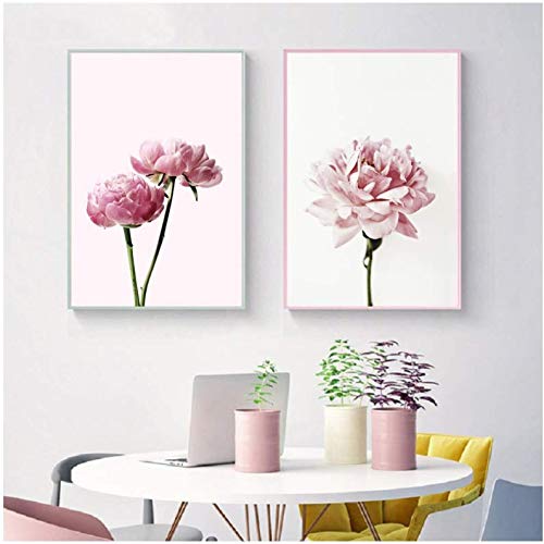 Peinture pivoine rose sur toile 50x70cm pour sublimer la décoration de votre salon