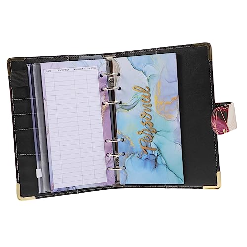 Cemaystic 現金封筒バインダー A6サイズ ? 予算管理シート付き 取り外し可能 財務プランナー メモ帳 収納ポケット (19X13X4CM,示されているように 2)
