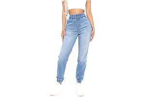 A Must-Have Pair: High Waisted Elastic Waist Jean Joggers for Women
