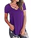 BOBOSMXL Women's Casual Short Sleeve Solid Criss Cross Front V-Neck T-Shirt Blouse Tops