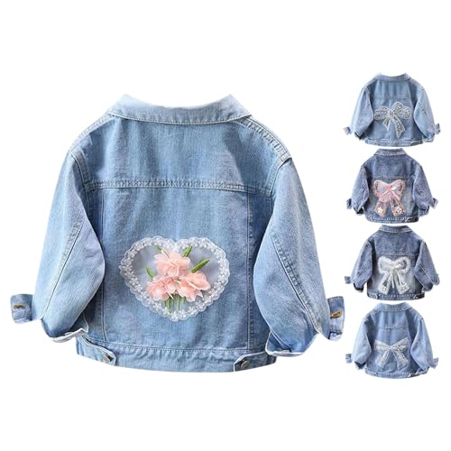 Denim Jacket for Teen Girls 3D Flower Graphic Button Down Aesthetic Trendy Jean Coat Fall Winter Warm Soft Clothes