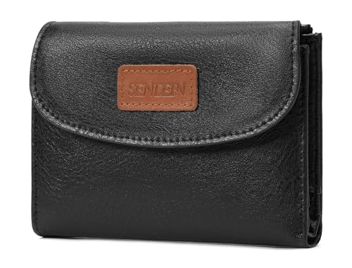 Image of SENDEFN Purses for Women Leather Bifold Small Women's Cow Print Purses RFID Blocking Card Holder Wallet for Women with Zipper Coin Pocket