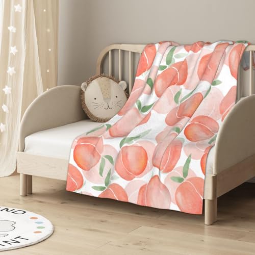 Pink Peach Cute Watercolor Blanket, Soft Blankets Flannel Bed Throw Cozy Lightweight Plush Gifts for Boys Girls Women Men Sofa Couch Bedroom Living Rooms Warm All Season, Home Decor, 50"X40" by VOOHDDY - Used condition - Image 3