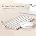 Wireless Keyboard and Mouse, Jelly Comb 2.4G Slim Compact Quiet Small Keyboard and Mouse Combo for Windows, Laptop, PC, Notebook-White and Gold
