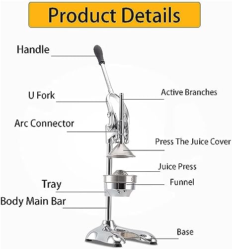 Exprimidor manual de cítricos de grado comercial, prensa de frutas resistente para limón, lima y granada fresca, exprimidor desmontable para uso doméstico y en bares.