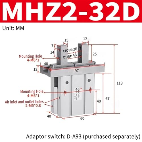 Cylindre MHZ2-32D pince pneumatique double effet fluide