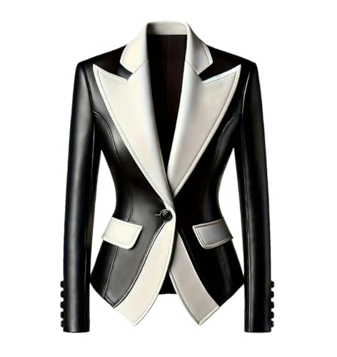 Blazer formel en cuir synthétique femme noir aux finitions haut de gamme XS