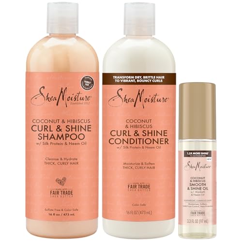 Shea Moisture Shampoo & Conditioner Set + Smooth & Shine Oil Gift...