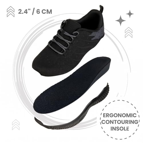 Image of CALTO Men's Invisible Height Increasing Elevator Shoes - Black /Grey Ultra Lightweight Sporty Sneakers - 2.8 Inches Taller - Q216 - Size 12 D(M) US