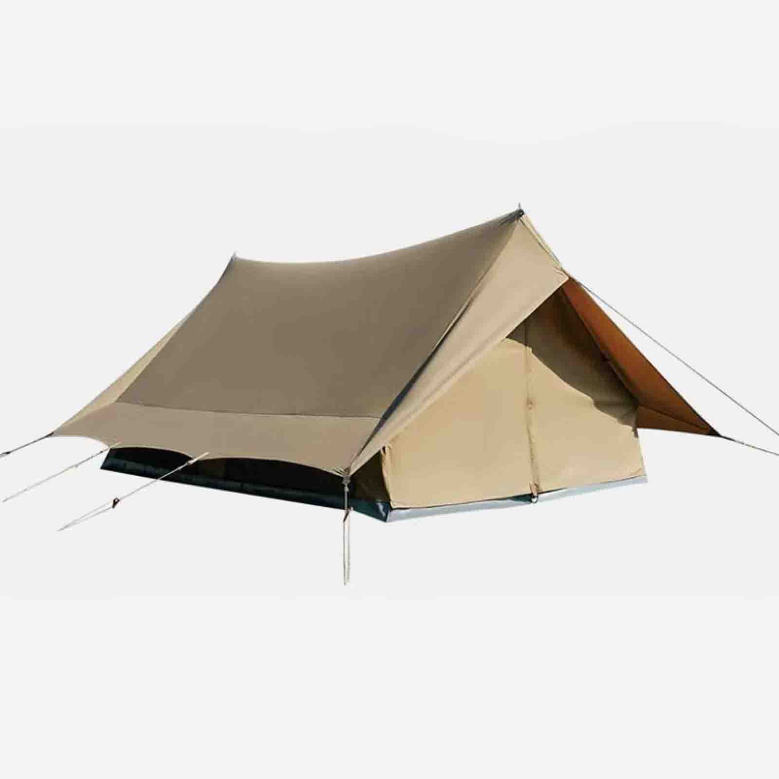 Luxury Camping Cotton Ridge Tent Outdoor Camping Light with Thickened Eaves in Khaki