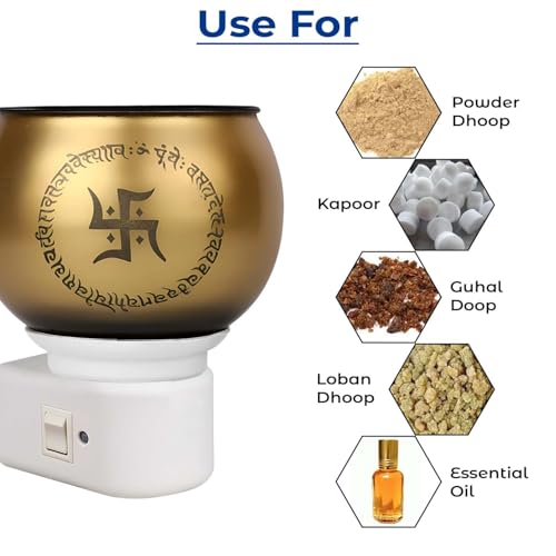 Image of Swastik Glass Electrical Kapoor Dani for Home /Camphor Diffuser Burner /Kapoor Dani Electrical Camphor /Multipurpose Aroma Dhoop Dani /Electric Diffuser Machine with On /Off Switch for Heating