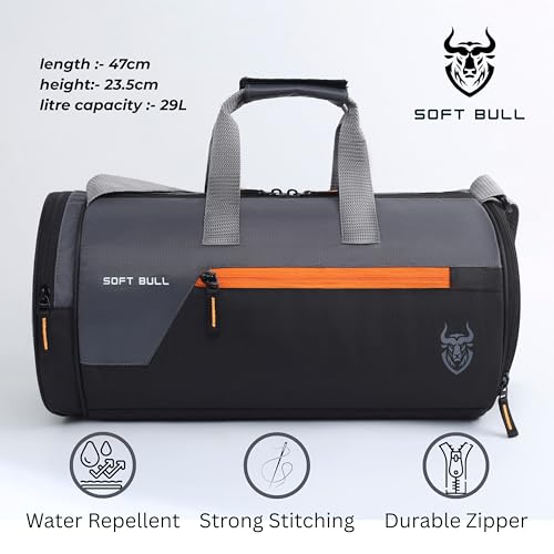 Image of Gym Bag for Men 29L with Shoe Compartment | Gym Bags for Man Waterproof Duffle Bag | Sports Travel Bag for Men & Women | Gym Duffle Bag for Men for Workout, Travel, Sports Black