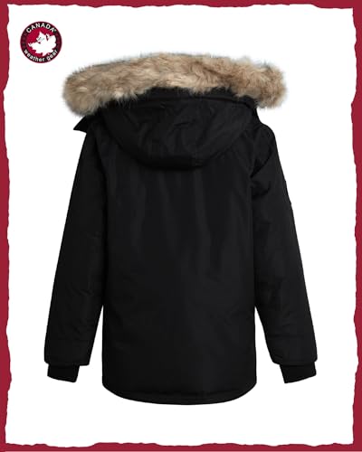 Image of CANADA WEATHER GEAR Boys' Parka - Heavyweight Polar Fleece Lined Parka Coat with Faux Fur Hood - Warm Jackets for Boys (8-20)