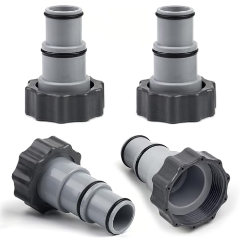 Dimakung Lot de 4 adaptateurs de tuyau de piscine A avec collier de rechange pour pompe de connexion filetée Intex, convertit les tuyaux de 3,8 et 3,2 cm pour piscines hors sol