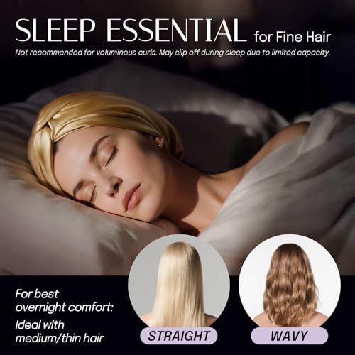 OLESILK Silk Bonnet for Sleeping Women: 100% Mulberry 22 Momme Silk, Adjustable Fit for Night Hair Care, No Frizz for Curls, RoyalBlue - Thumbnail 3