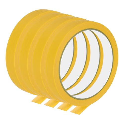 Image of PATIKIL Masking Tape 0.6 Inch Wide, 4 Roll 22 Yard Painters Tape Bulk No Residue Craft Tape for Wall Painting Labeling Car Painting Home DIY Flower Crafts Decoration, Yellow