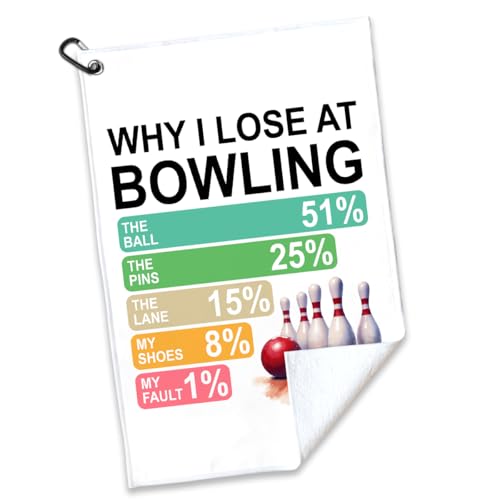 rofiowa Why I Lose at Bowling Polyester and Cotton Blend Printed Bowling Towel, Funny Bowling Accessories Gifts for Women, Bowlings Lover & Fan Birthday Present