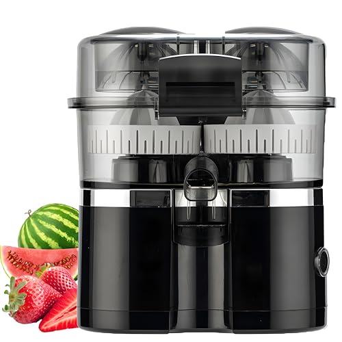 Spremiagrumi elettrico a doppia testa da 100 W, silenzioso, a pressa a masticazione per arance e limoni, capacità 400 ml, in acciaio inossidabile, design compatto, ideale per casa, cucina, bar, estr