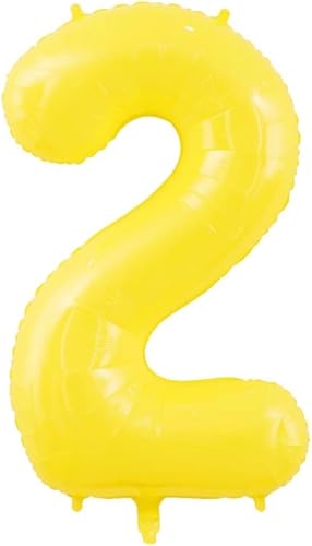 Miniatura 2 de Globos amarillos grandes de 40 pulgadas con corona, globos de helio de aluminio número 2, decoraciones de segundo cumpleaños, suministros para
