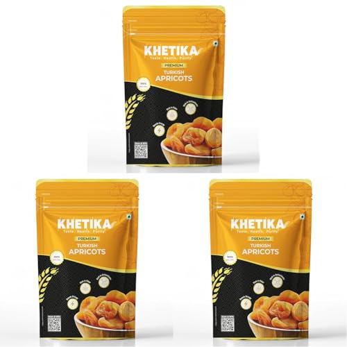 Image of Khetika Premium Turkish Apricot 200g | Dried Jardalu, Dry Fruits, Seedless Apricots, Healthy Snacks, Rich in Vitamins & Fiber & Antioxidants (Pack of 3)
