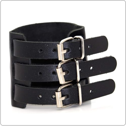 Image of Punk Belt Buckle Bracelet Wide Leather Wristband Adjustable Arm Cuff Bracelet