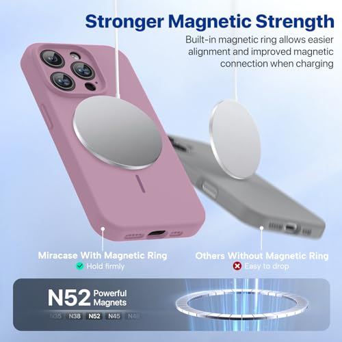 Image of Miracase Magnetic for iPhone 15 Pro Case, [Soft Anti-Scratch Microfiber Lining], Compatible with MagSafe, Liquid Silicone Shockproof Drop Protection Phone Case for 15 Pro, Blackcurrant