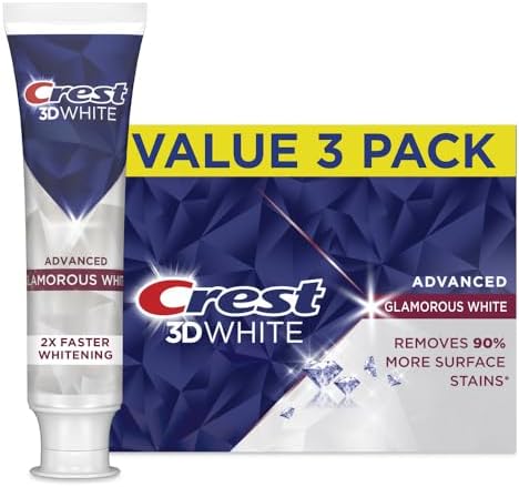 Crest 3D White Advanced Glamorous White Teeth Whitening Toothpaste, 3.3 oz, Pack of 3