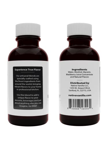 Native Vanilla - Pure Blackberry Extract - 4 Fl Oz - Pure Flavors and Extracts - Perfect for Cooking, Baking, and Dessert Crafting