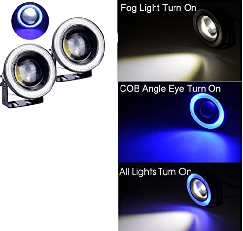 Image of AutoBizarre Car Fog Lamp Blue Angel Eye LED DRL Projector Cob Light 89mm (3.5 inches Front, 2.5 inches Back) - Set of 2