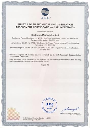 HEALTHIUM - TRUSILK - Nicht absorbierbare Multifilament-Naht aus geflochtener schwarzer Seide, C5, Nadel 19 mm, Naht 70 cm, schwarz, 22851