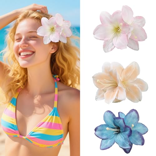 3 Pinzas para el Pelo Flor hawaiana para Mujer miniatura 1
