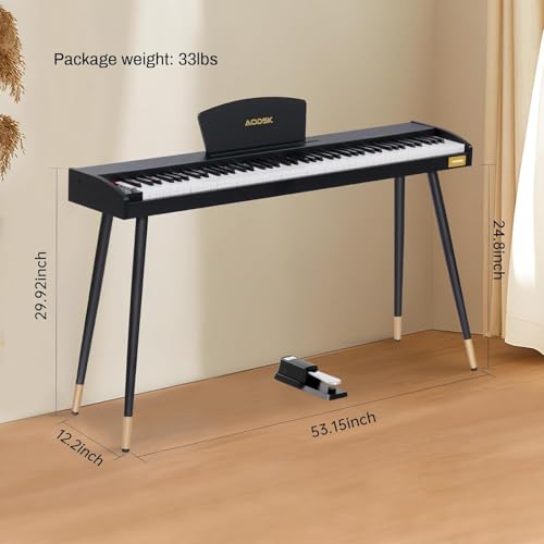 AODSK AD-X1 Clavier numérique pour débutant avec 88 touches, piano électrique pour débutants, avec support de partition, pédale, adaptateur secteur, prise en charge du mode - Les Beatles, Paul McCartney, John Lennon, RIngo Starr, George Harrison AODSK AD-X1 Clavier numérique pour débutant avec 88 touches, piano électrique pour débutants, avec support de partition, pédale, adaptateur secteur, prise en charge du mode – Image 8