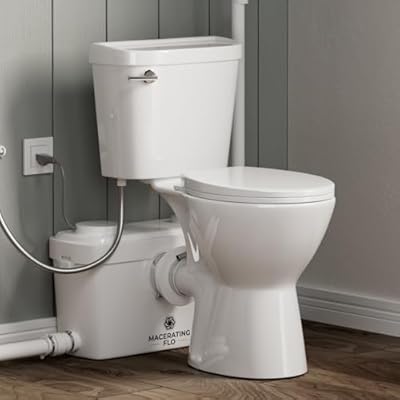 MaceratingFlo 19 Inch Upflow Toilet With 600W Pump, Macerating Toilet System with ADA Comfort & Tall Height, 3 Inlets Flush Up System for Basement & Tight Spaces, Include Extension Pipes, Easy Setup