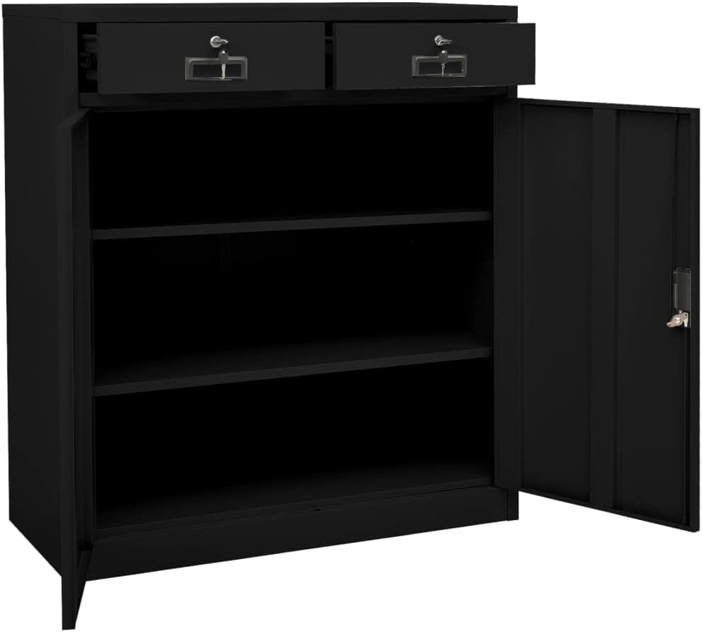 vidaXL Office Cabinet Black 35.4"x15.7"x40.2" Steel