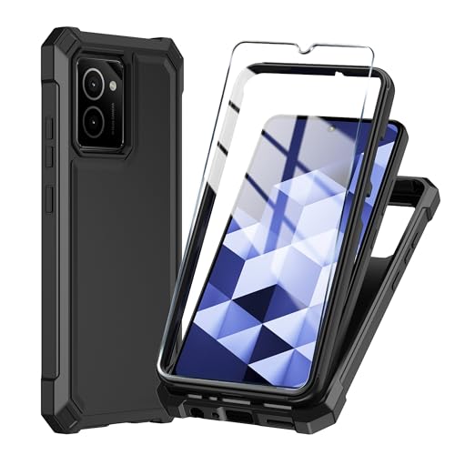 Mocotto for HMD Vibe Phone Case with Tempered Glass Screen Protector Slim Soft Silicone Full-Body Protective Cover (HMD Vibe Black)