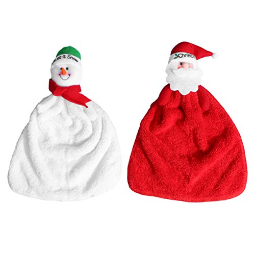 Preisvergleich Produktbild KESYOO 2pcs Gesichtstücher Kleine Putztücher Handtuch Weihnachten Schneemann Weihnachtsmann Waschhandtuch Bad Küche Trockentuch Weihnachtsdeko Geschenk Hotel Zuhause Weihnachtsdekoration