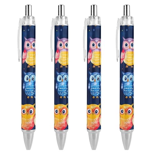 Stylos à bille rétractables noirs pointe fine 0,5 mm écriture lisse séchage rapide lot de 4
